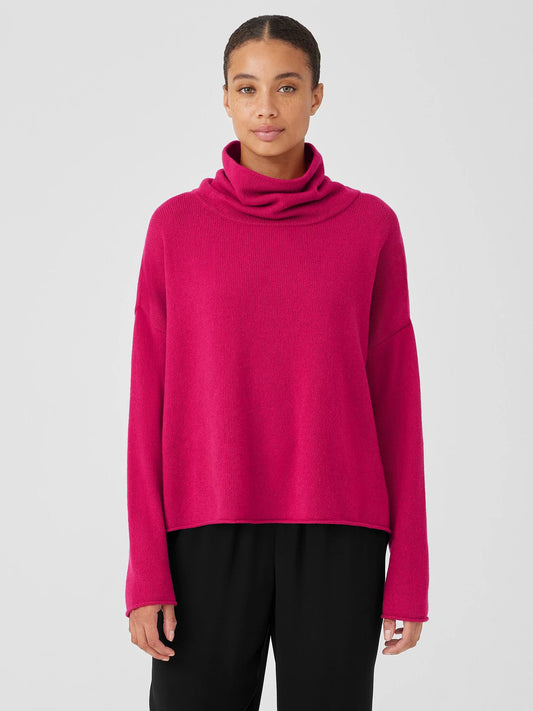 Eileen Fisher Cotton Cashmere Turtleneck Box Top