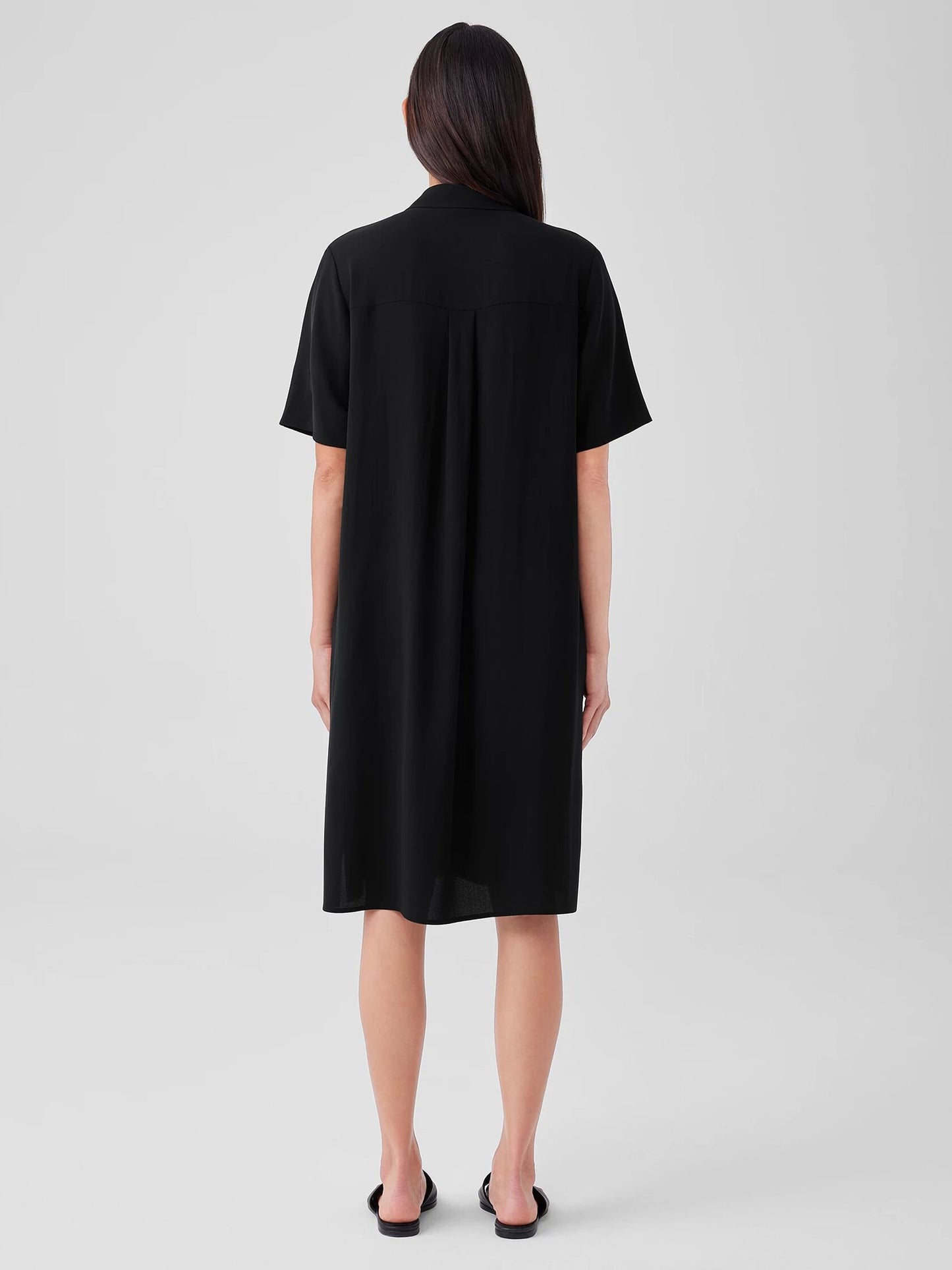 Eileen Fisher Silk Georgette Crepe Shirt Dress