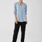 Eileen Fisher Silk Georgette Mandarin Collar Shirt