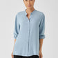 Eileen Fisher Silk Georgette Mandarin Collar Shirt