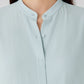 Eileen Fisher Silk Georgette Crepe Band Collar Shirt