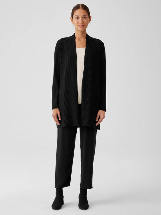 Eileen Fisher Merino High Collar Cardigan