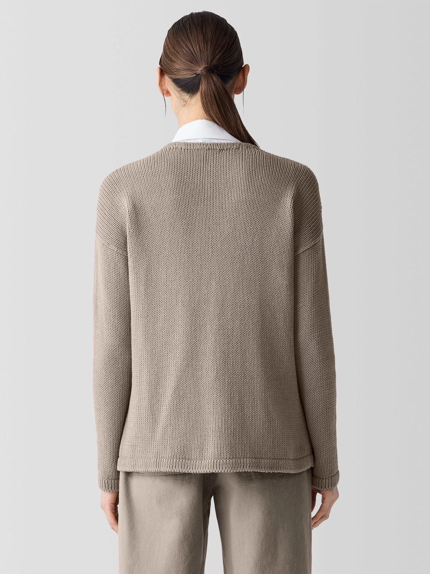 Eileen Fisher Organic Cotton Cord V- Neck Sweater