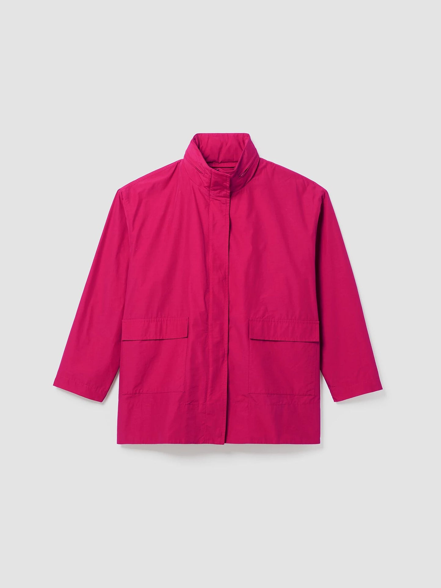 Eileen Fisher Light Cotton Nylon Stand Collar Jacket