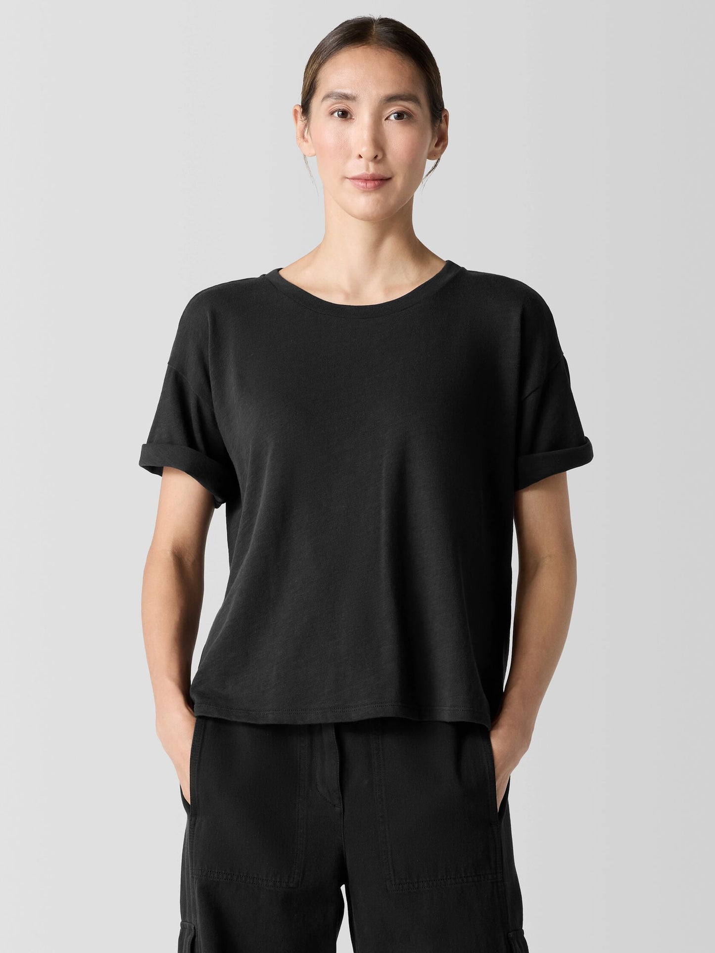 Eileen Fisher Cozy Organic Cotton Slub Tee