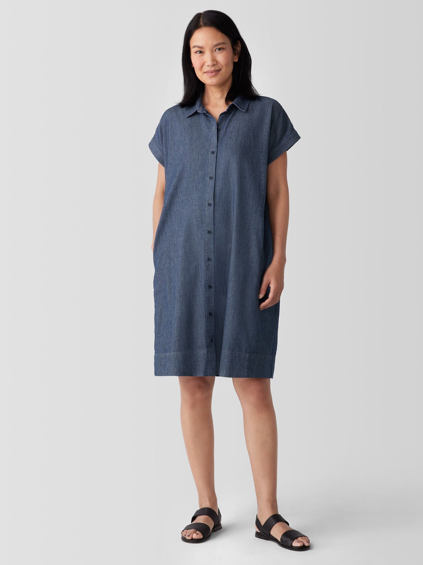 Eileen Fisher Airy Organic Cotton Twill Shirt Dress