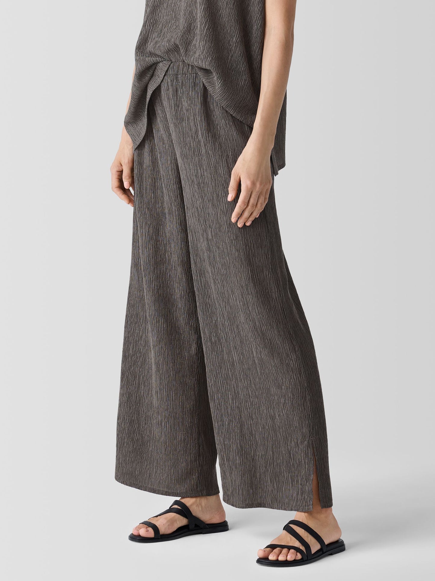 Eileen Fisher Woven Plisse Wide Leg Pant