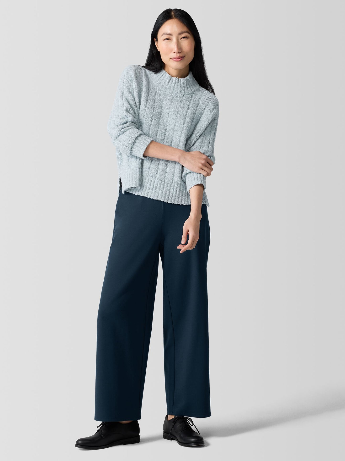 Eileen Fisher Cotton Fluff Rib Turtleneck Sweater