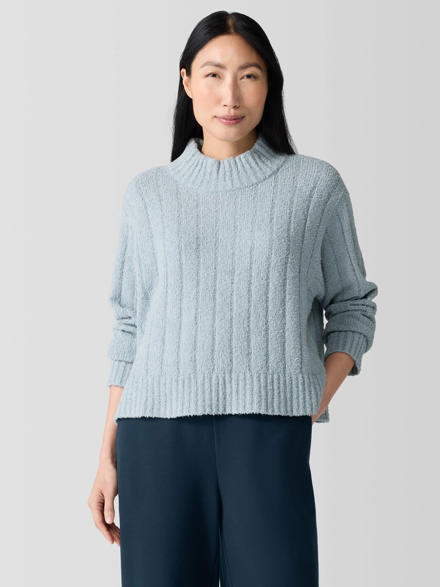 Eileen Fisher Cotton Fluff Rib Turtleneck Sweater