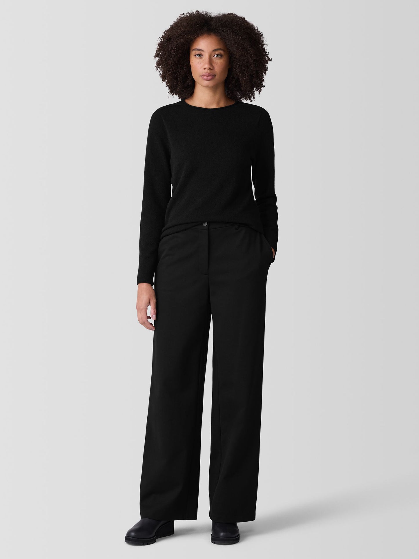 Eileen Fisher Washable Flex Ponte Wide Trouser Pant