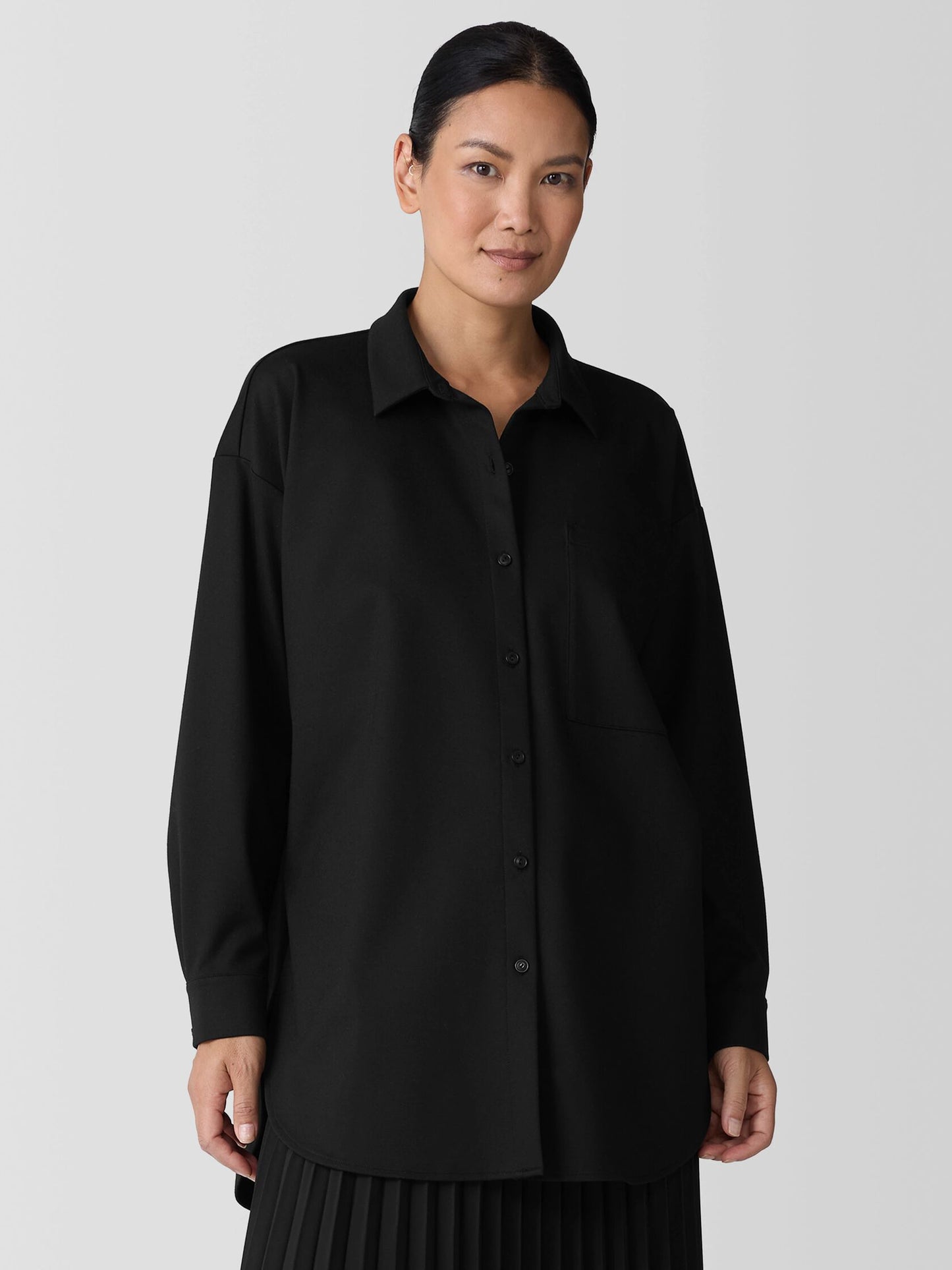 Eileen Fisher Lightweight Ponte Collar Long Shirt