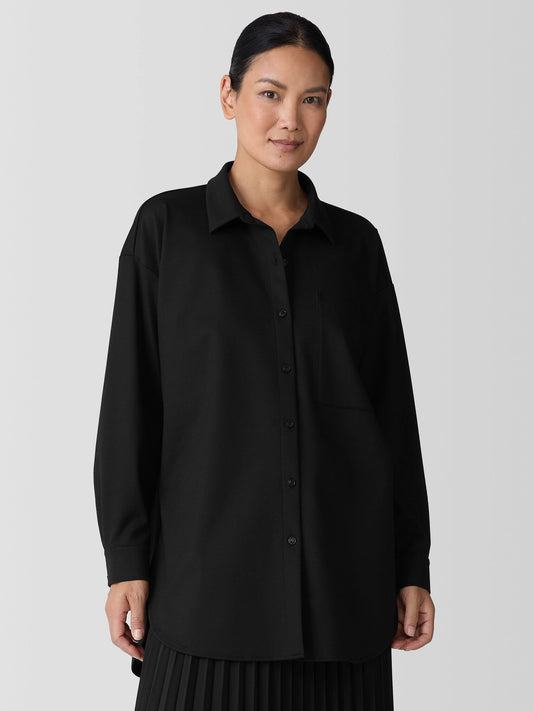 Eileen Fisher Lightweight Ponte Collar Long Shirt