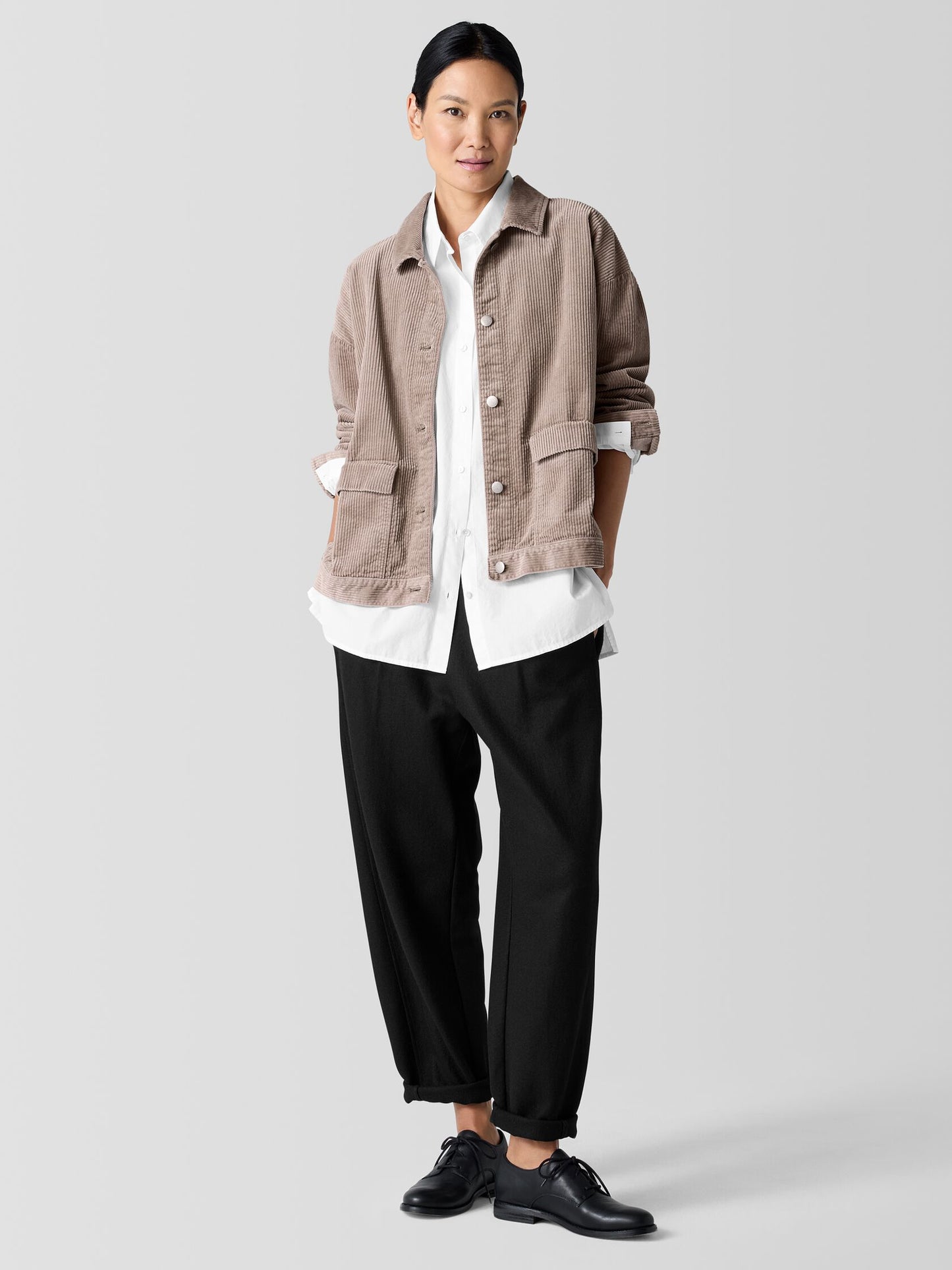 Eileen Fisher Cotton Corduroy Collar Jacket