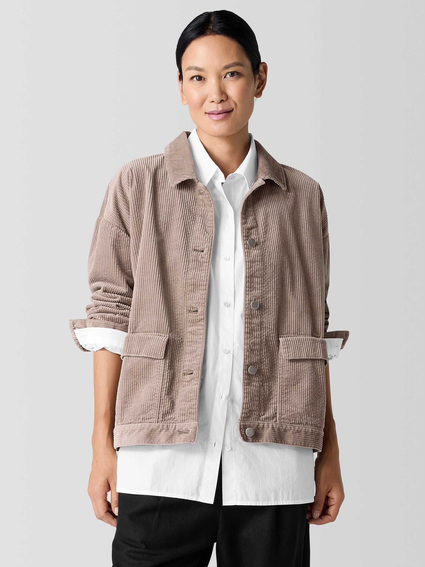 Eileen Fisher Cotton Corduroy Collar Jacket