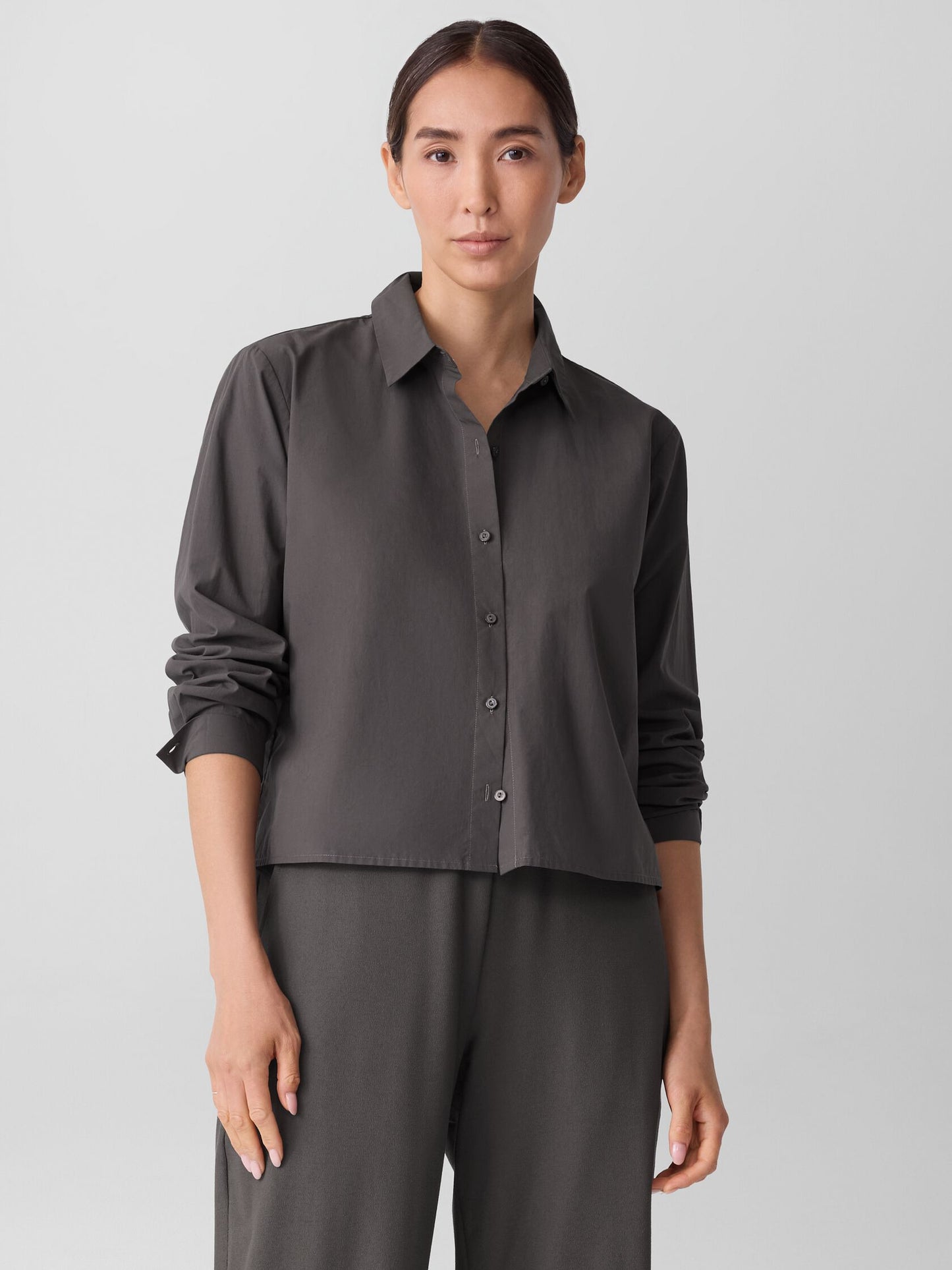 Eileen Fisher Organic Cotton Poplin Classic Collar Shirt