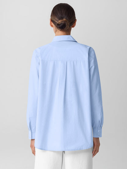 Eileen Fisher Striped Poplin Classic Collar Shirt
