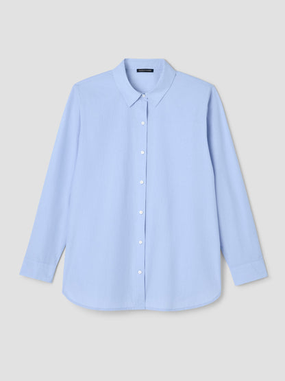 Eileen Fisher Striped Poplin Classic Collar Shirt