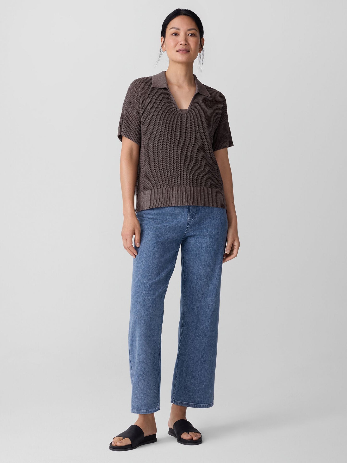 Eileen Fisher Cotton Stretch Denim Straight Jean