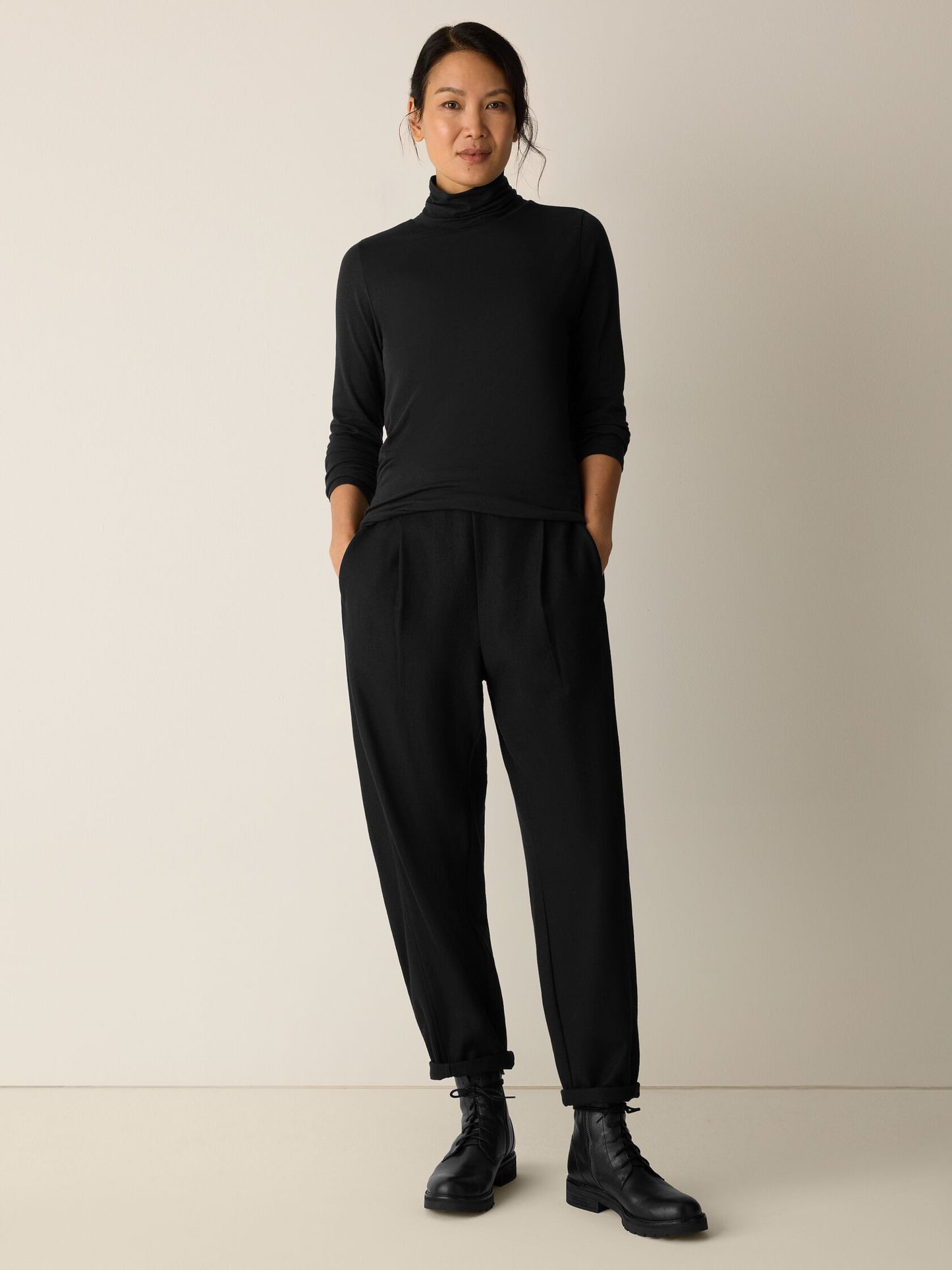 Eileen Fisher Cotton Blend Knit Turtleneck