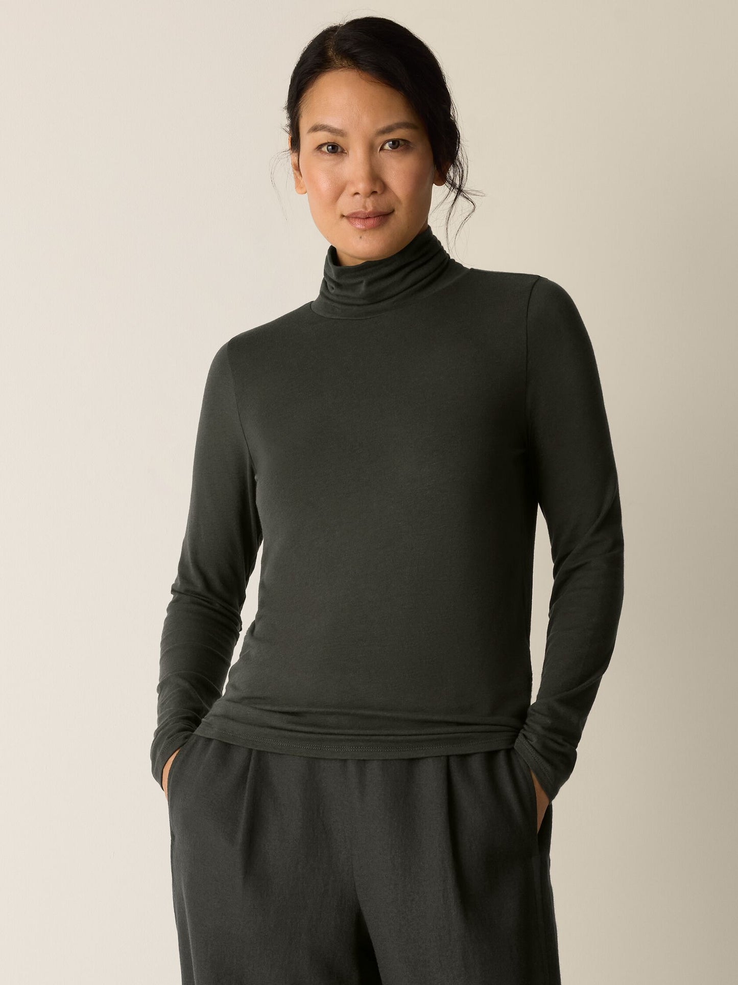 Eileen Fisher Cotton Blend Knit Turtleneck