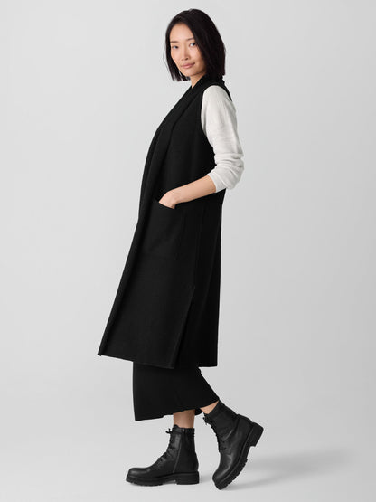 Eileen Fisher Boiled Wool Shawl Collar Vest