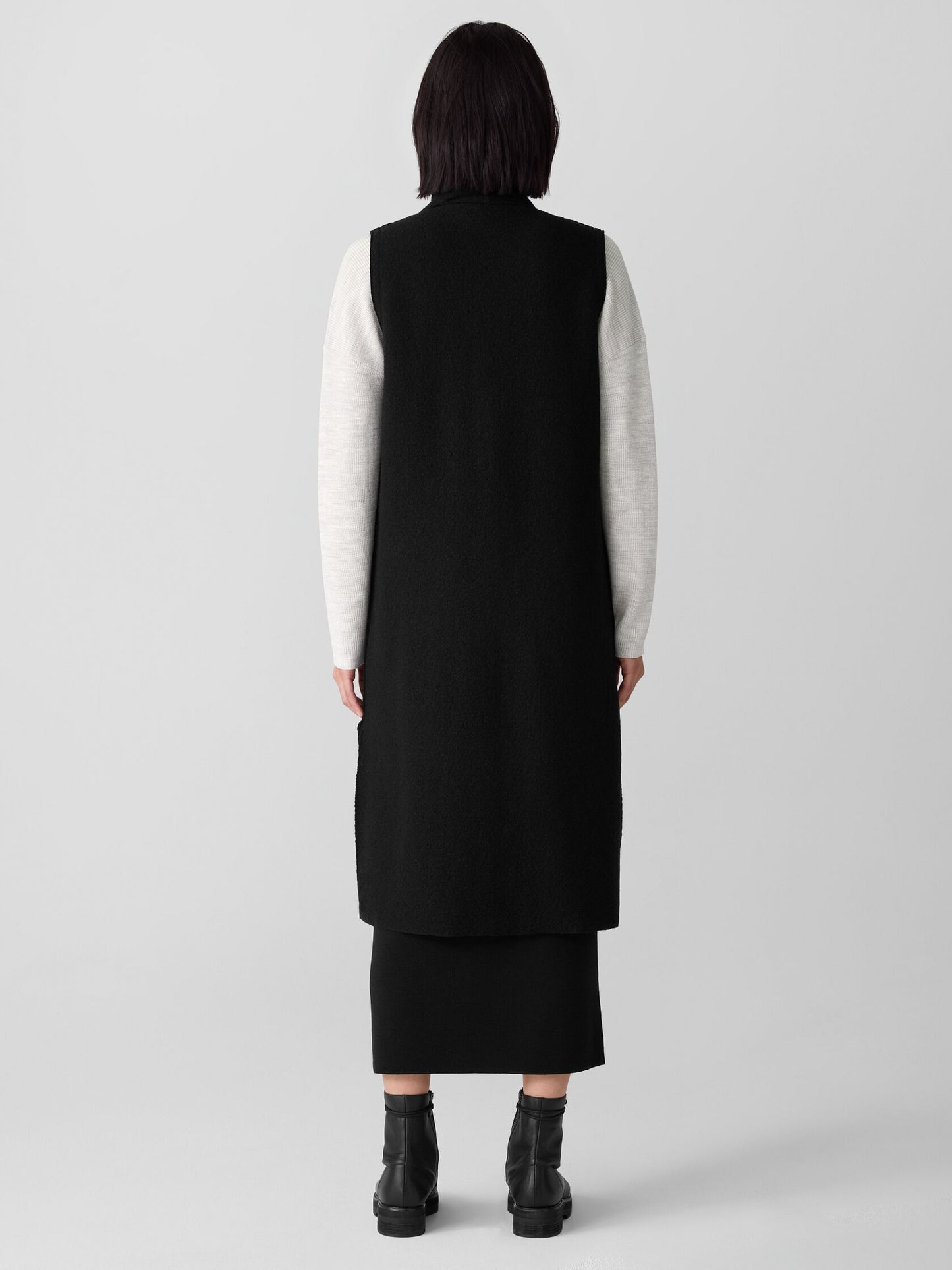 Eileen Fisher Boiled Wool Shawl Collar Vest