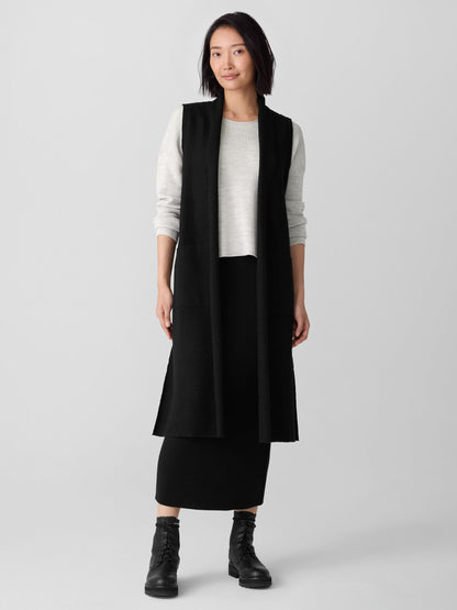 Eileen Fisher Boiled Wool Shawl Collar Vest