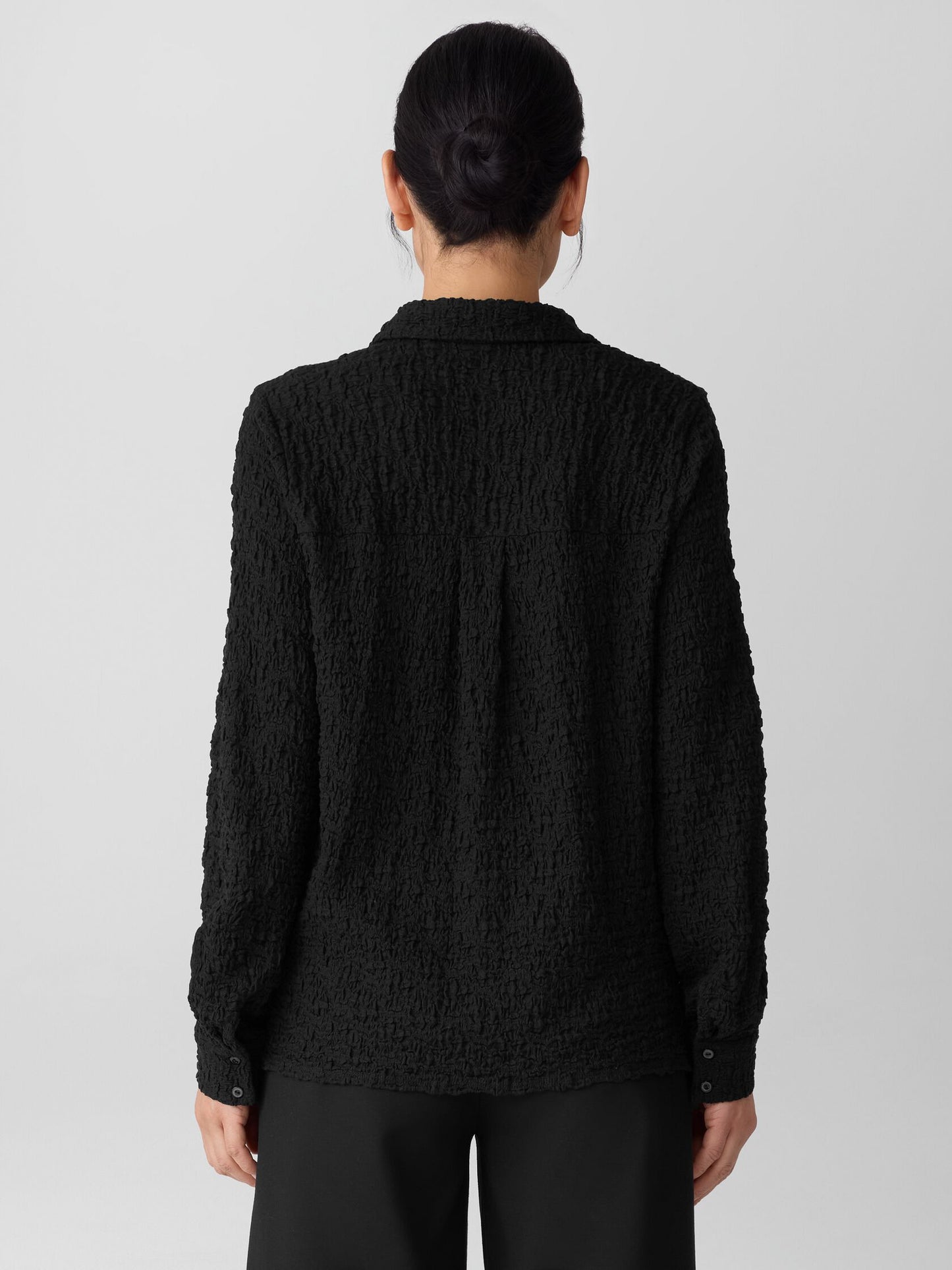 Eileen Fisher Bubble Jacquard Classic Collar Shirt