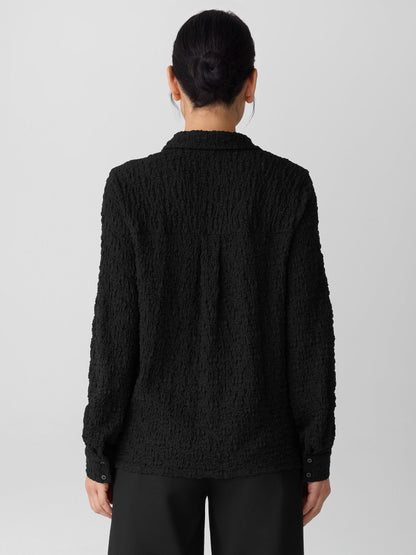 Eileen Fisher Bubble Jacquard Classic Collar Shirt