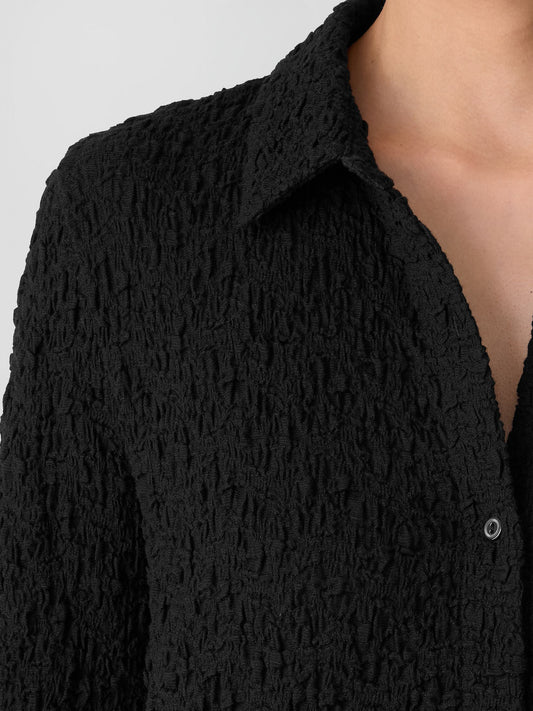 Eileen Fisher Bubble Jacquard Classic Collar Shirt