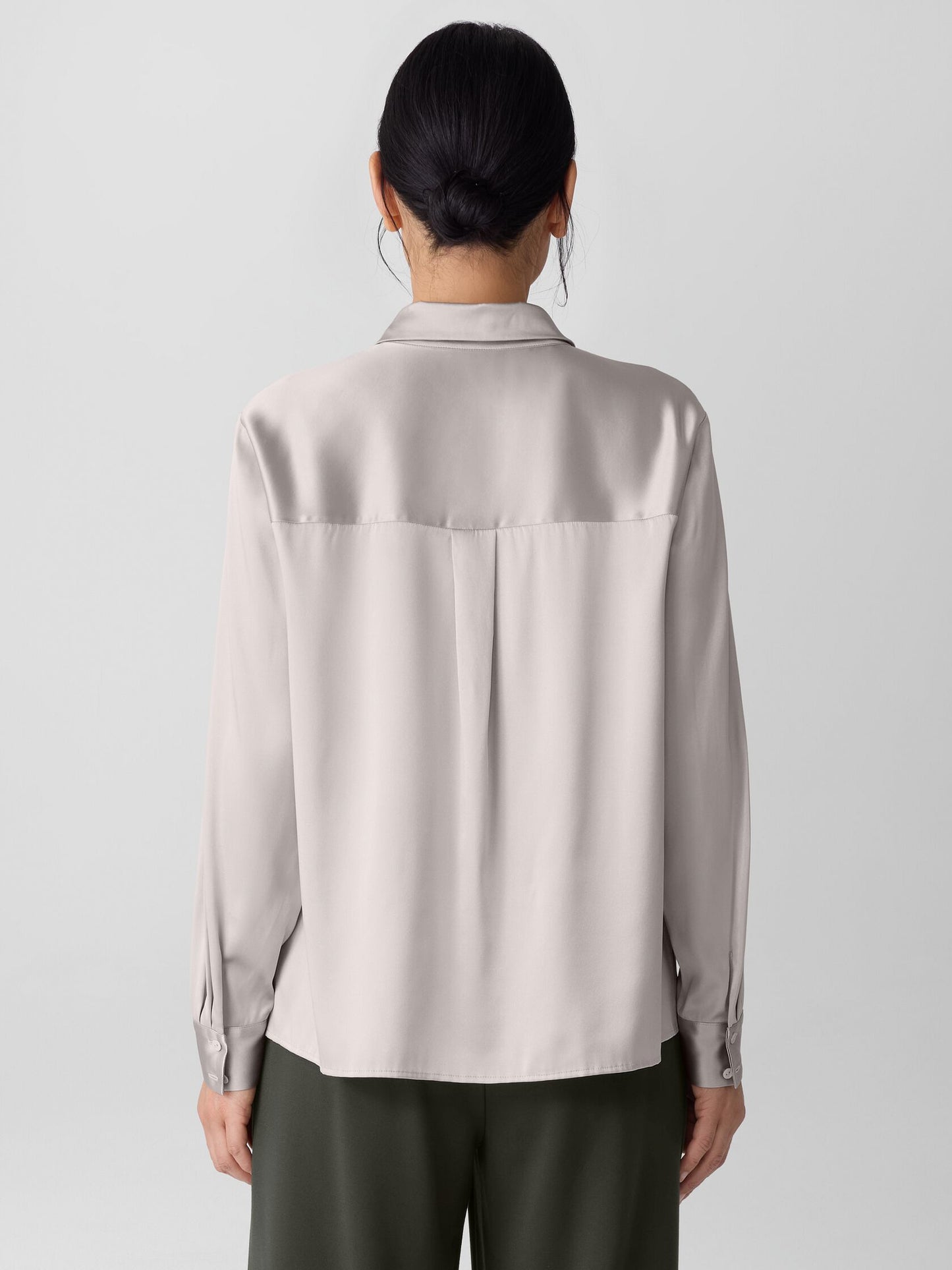 Eileen Fisher Stretch Silk Charmeuse Classic Collar Shirt