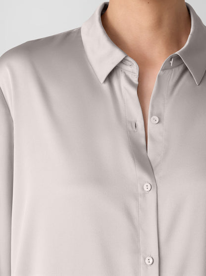 Eileen Fisher Stretch Silk Charmeuse Classic Collar Shirt