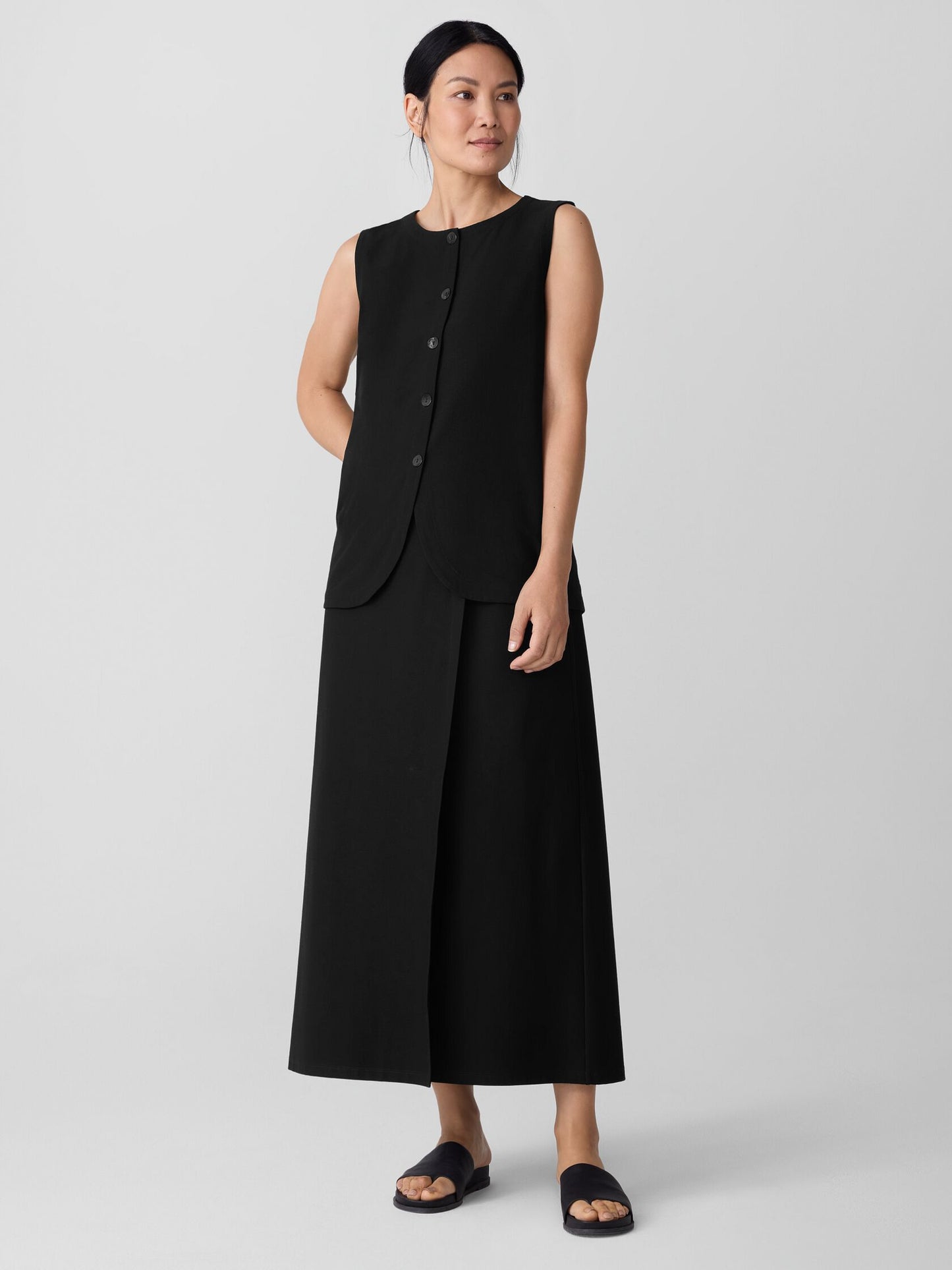 Eileen Fisher Washable Crepe Wrap Skirt