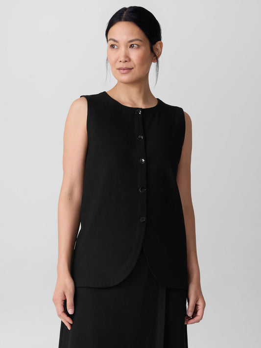 Eileen Fisher Washable Stretch Crepe Long Vest