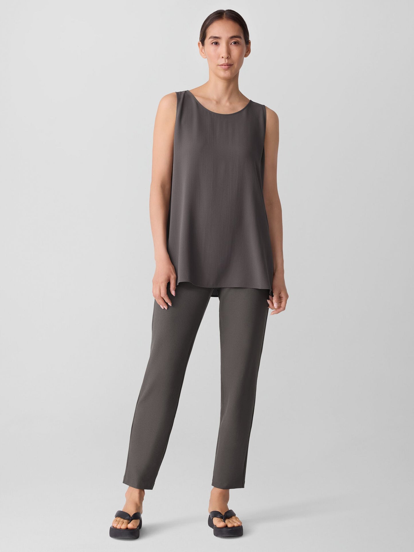 Eileen Fisher Washable Stretch Crepe Slim Ankle Pant