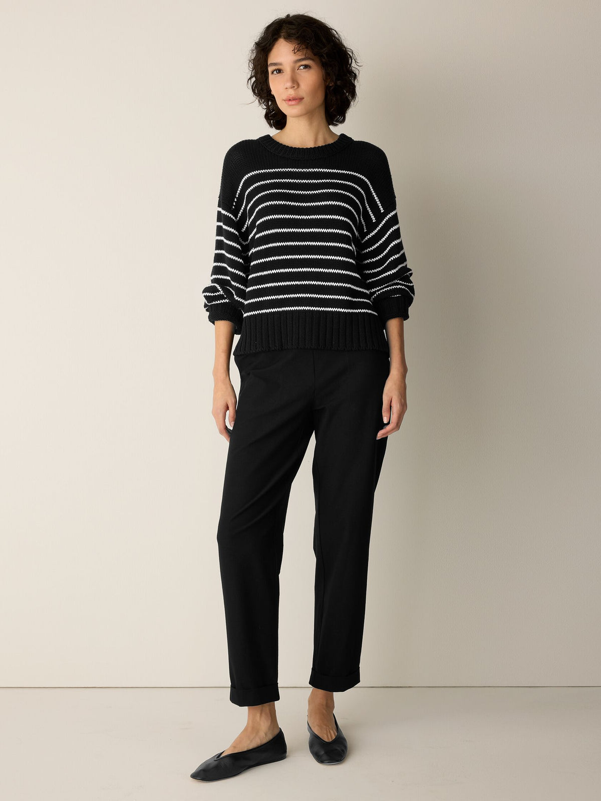 Eileen Fisher Crew Neck Stripe Sweater