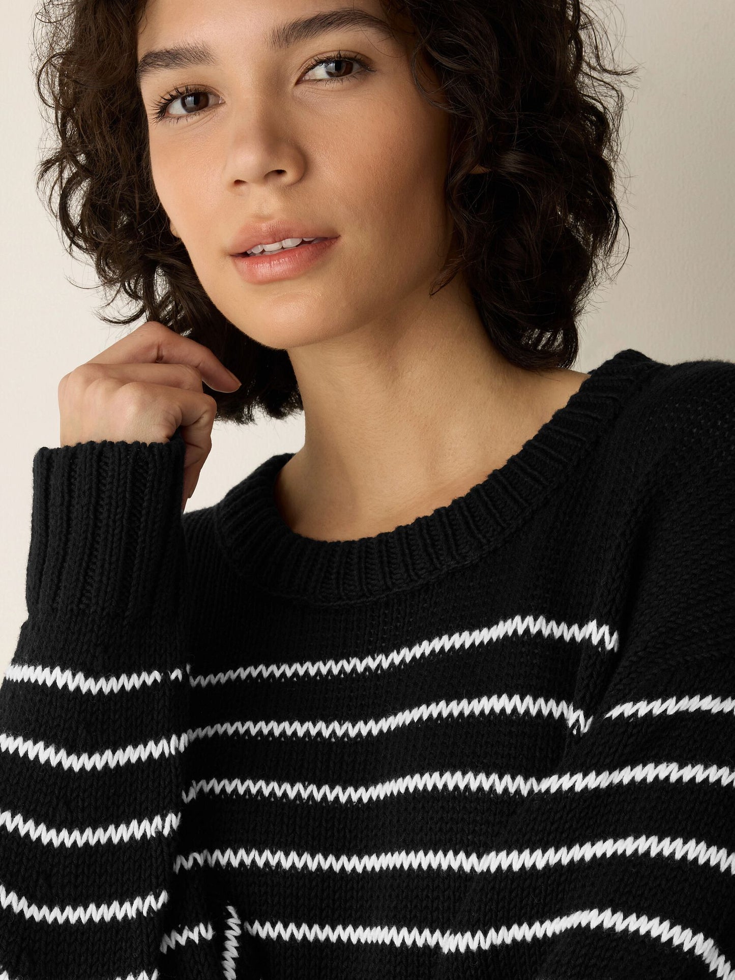 Eileen Fisher Crew Neck Stripe Sweater