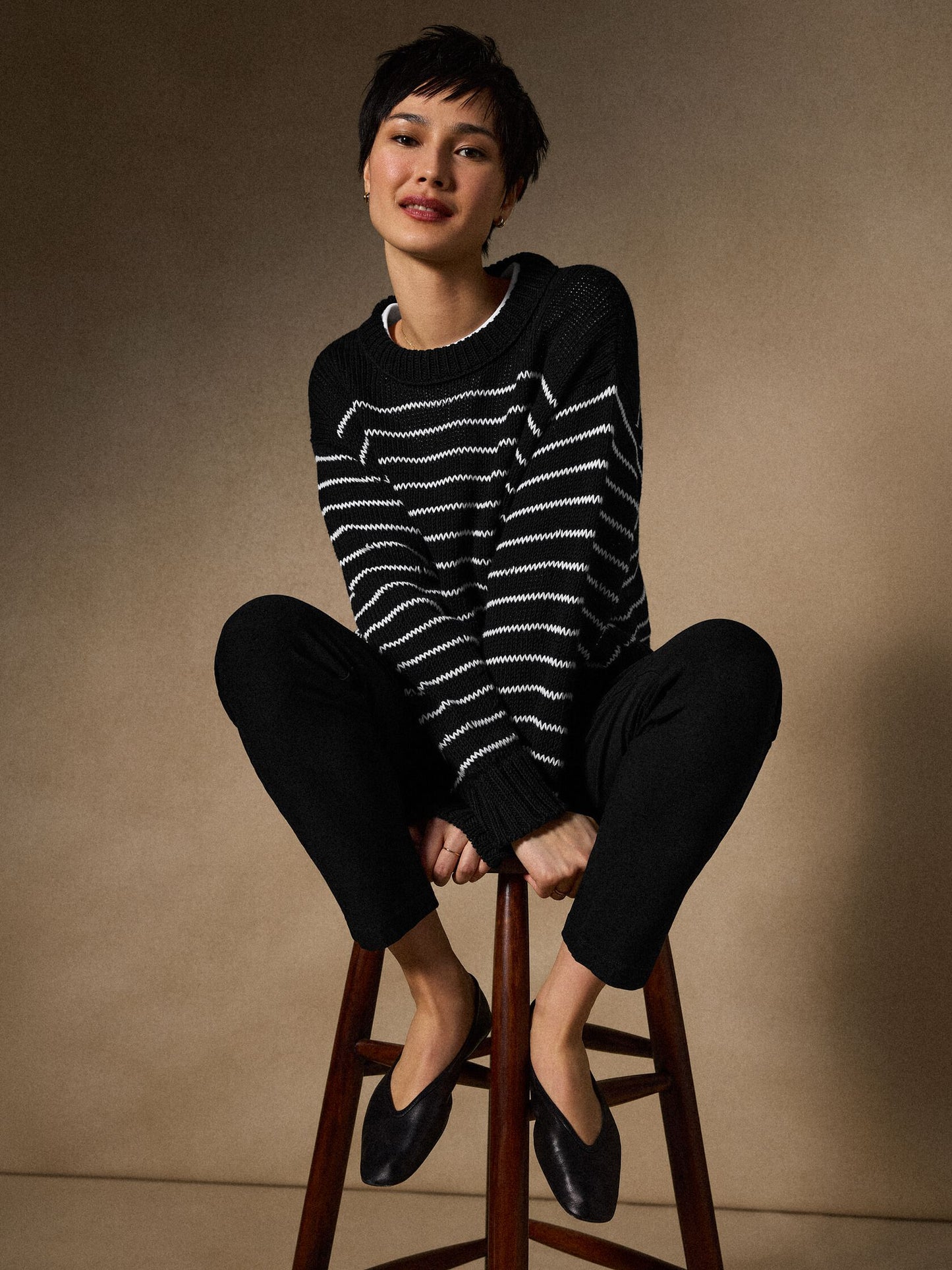 Eileen Fisher Crew Neck Stripe Sweater