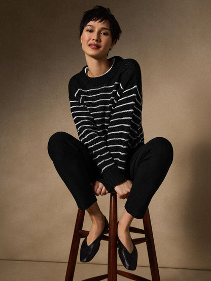 Eileen Fisher Crew Neck Stripe Sweater