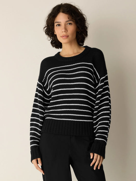 Eileen Fisher Crew Neck Stripe Sweater