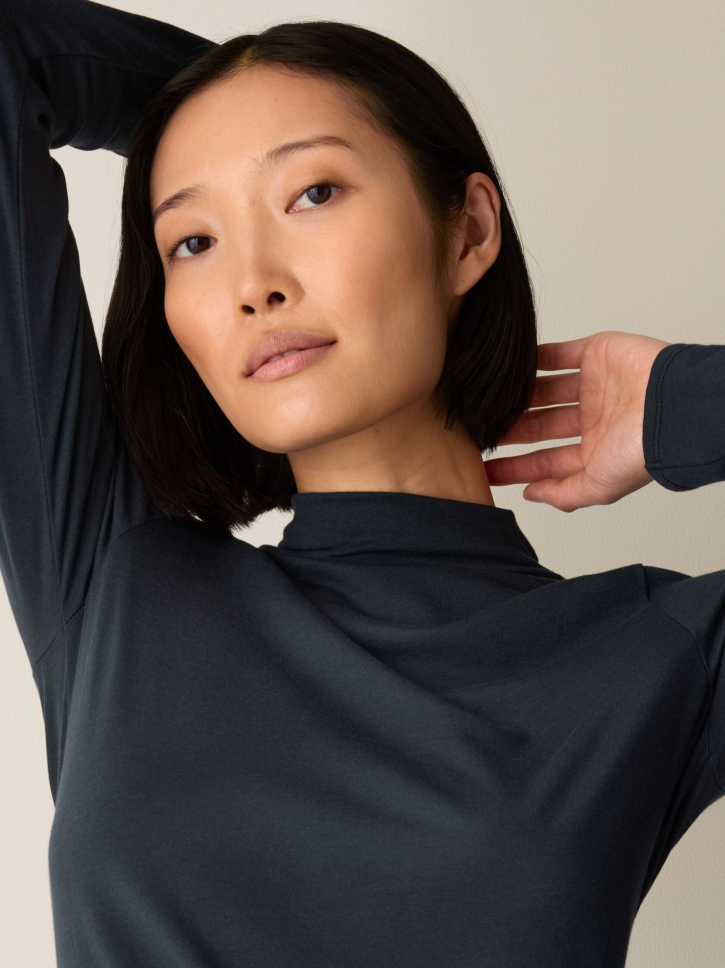 Eileen Fisher Funnel Neck Long Sleeve Tee