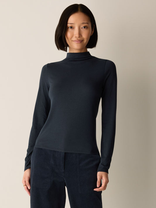 Eileen Fisher Funnel Neck Long Sleeve Tee