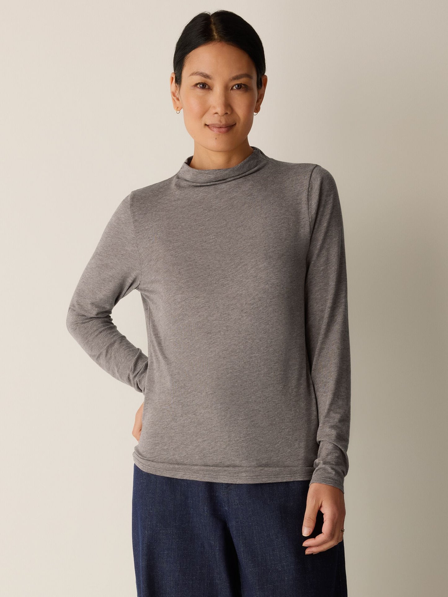 Eileen Fisher Funnel Neck Long Sleeve Tee