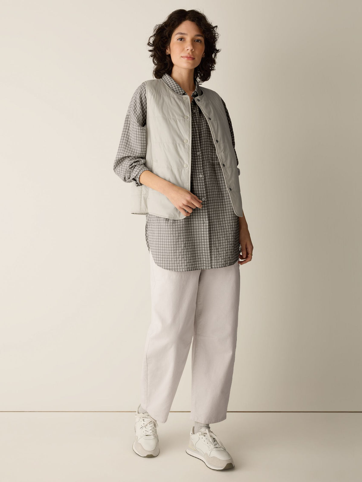 Eileen Fisher Round Neck Quilted Vest