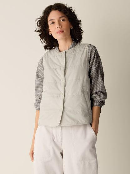 Eileen Fisher Round Neck Quilted Vest