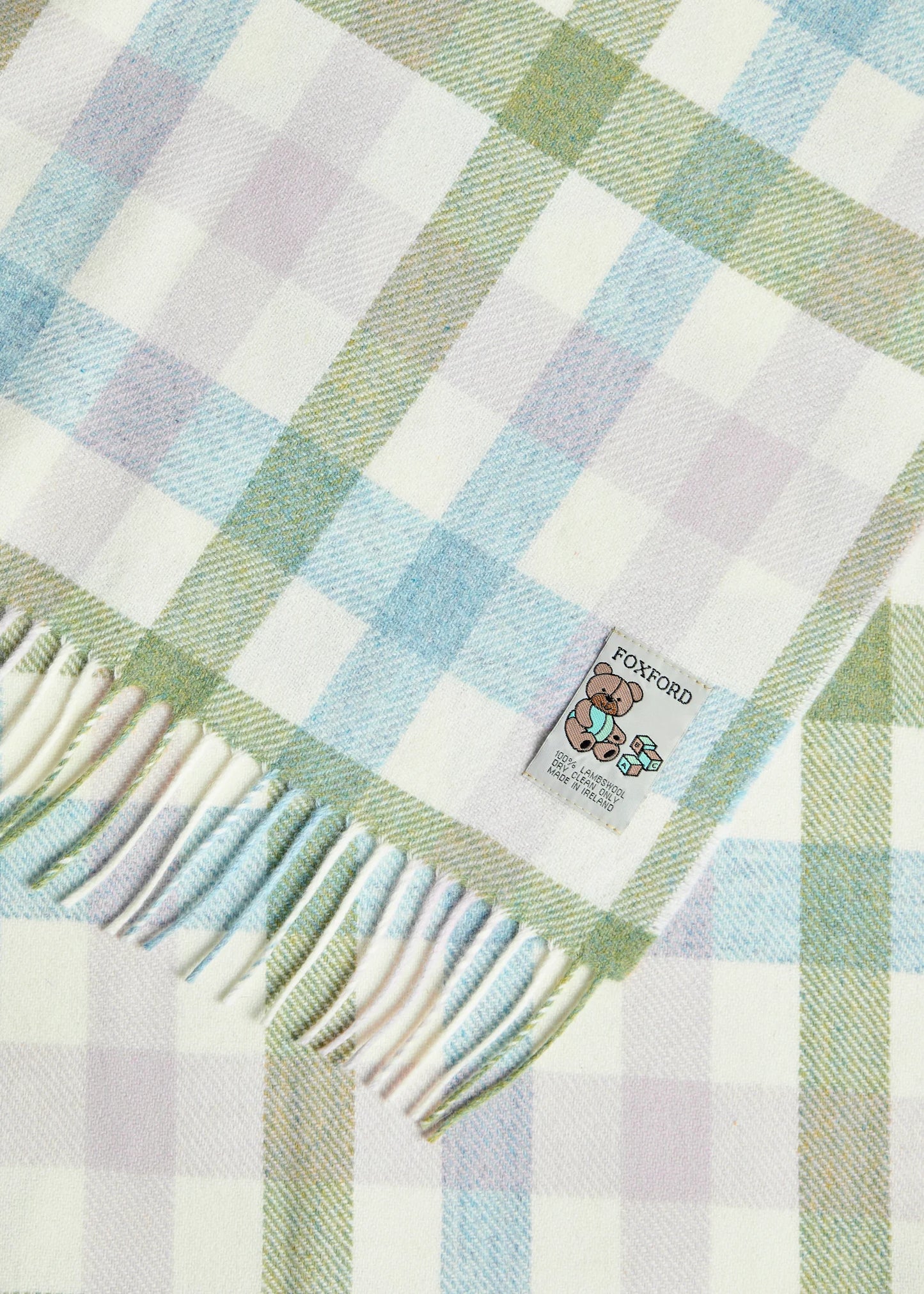 Foxford Pastel Check Lambswool Baby Blanket
