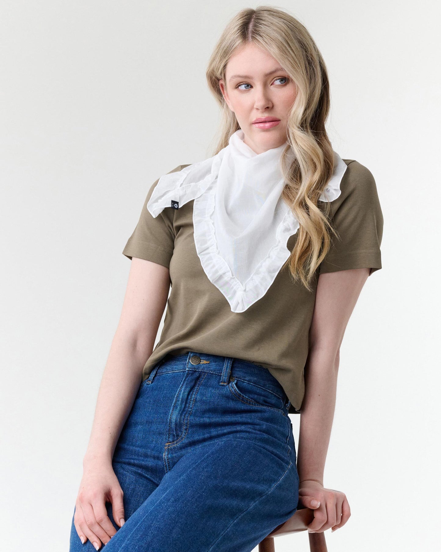 Frilly Cotton Silk Triangle Scarf
