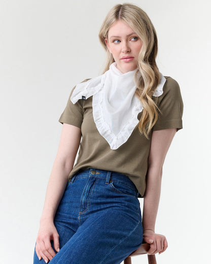 Frilly Cotton Silk Triangle Scarf