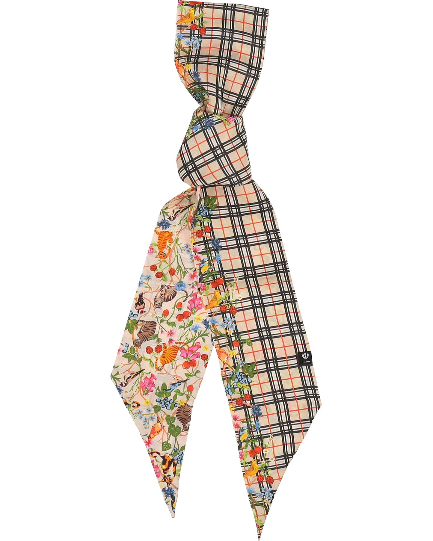 Plaid Cats Silk Neck Scarf