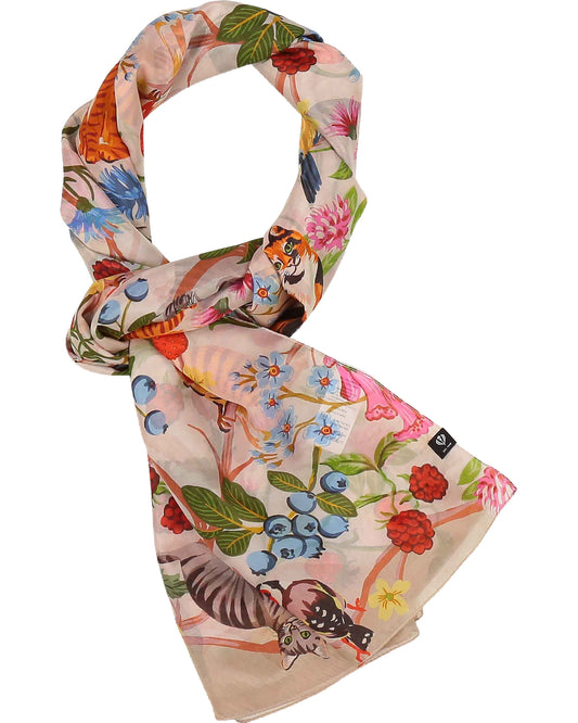 Flora Cats Maxi Silk Wrap